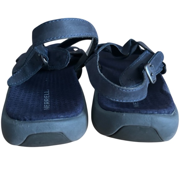 MERRELL Agave Sandals Sz 10 Navy Leather Slingback Strappy Comfort Boho Coastal - Picture 9 of 12